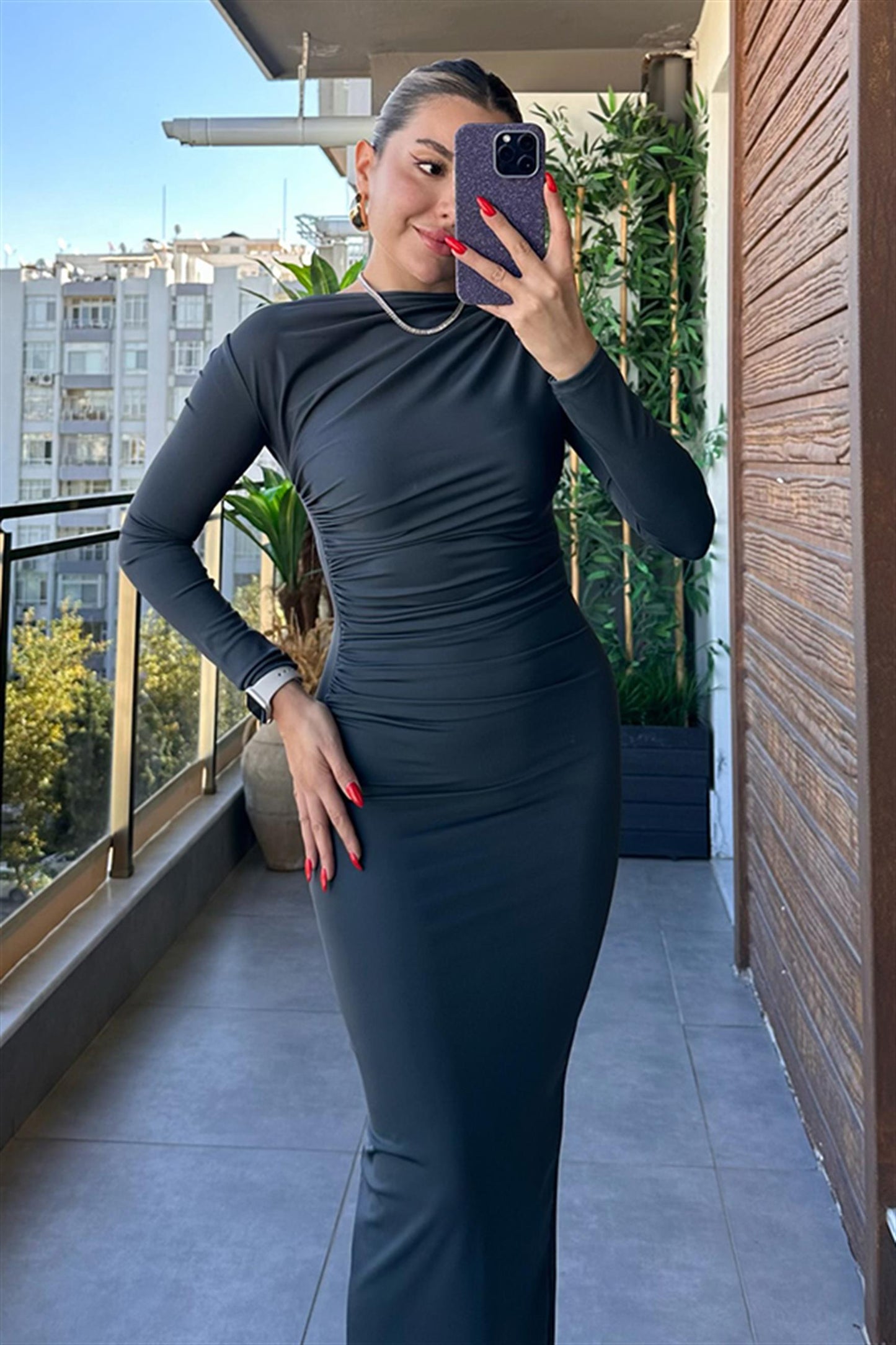 Lexa Drapeli Füme Elbise