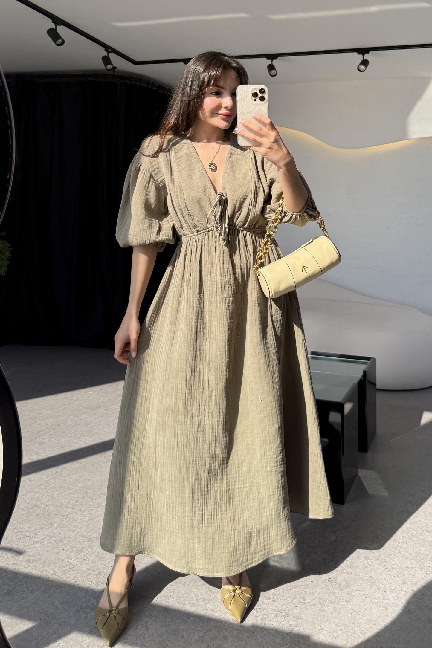 Leydia Haki Müslin Elbise