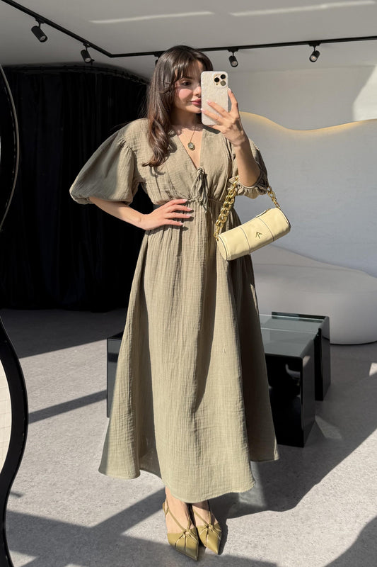 Leydia Haki Müslin Elbise