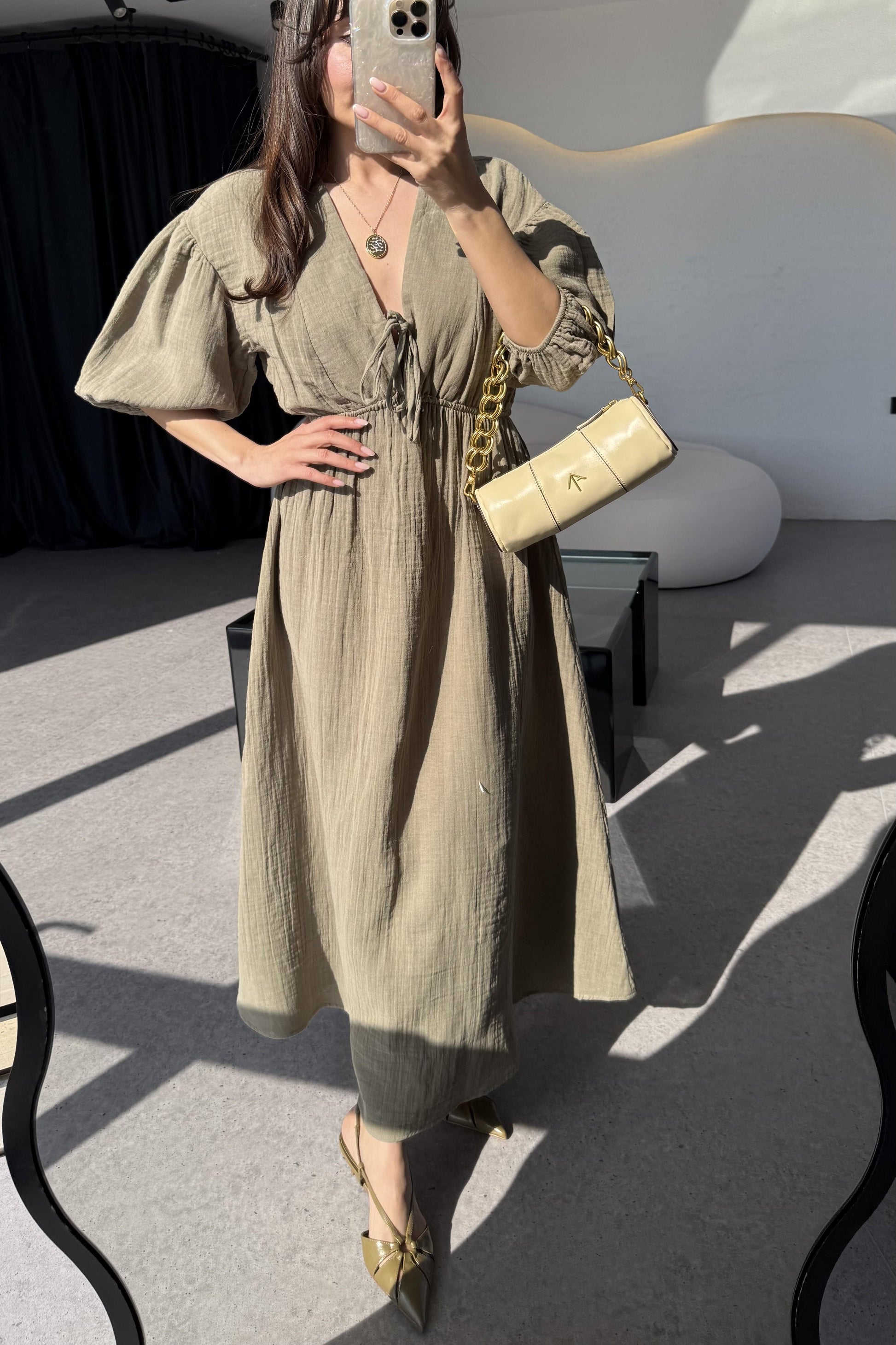 Leydia Haki Müslin Elbise