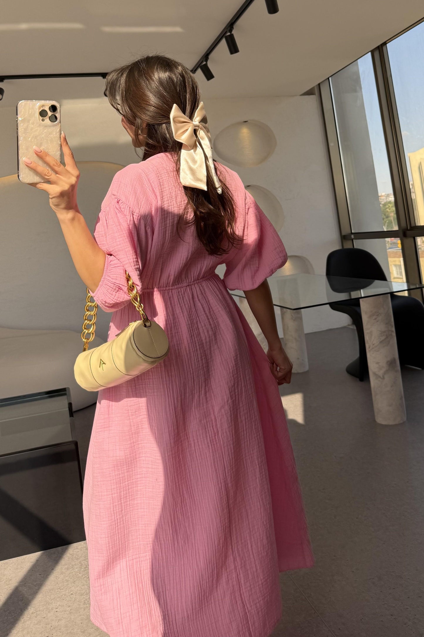 Leydia Pembe Müslin Elbise