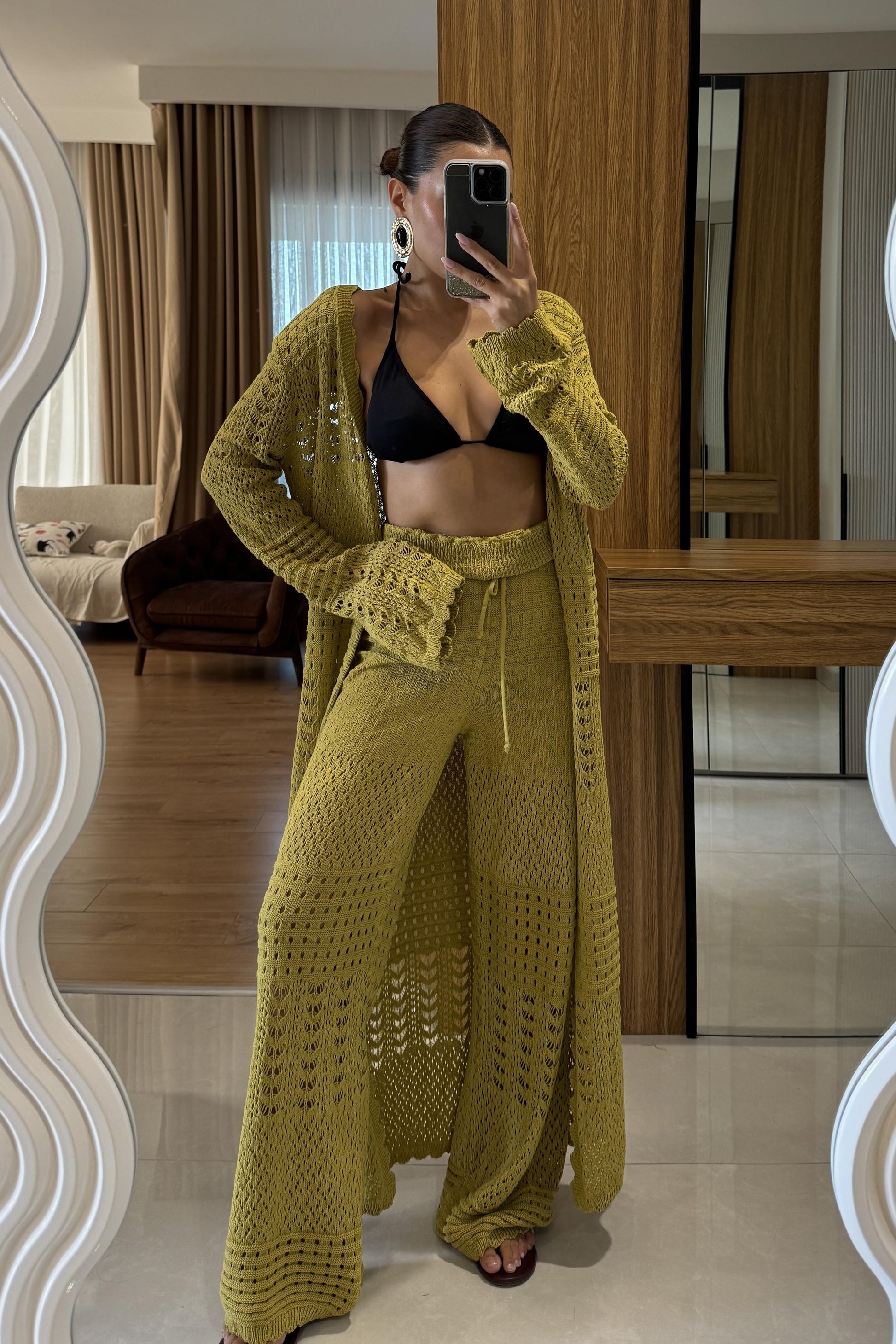 Lezzie Yeşil Ajurlu İkili Takım