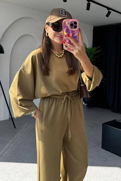 Linda Modal Kumaş İkili Yağ Yeşil Takım