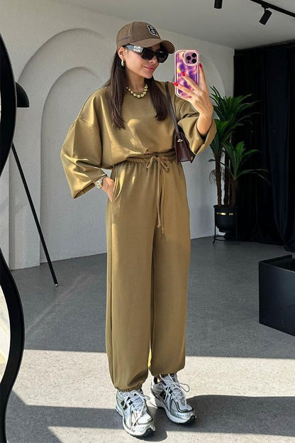 Linda Modal Kumaş İkili Yağ Yeşil Takım