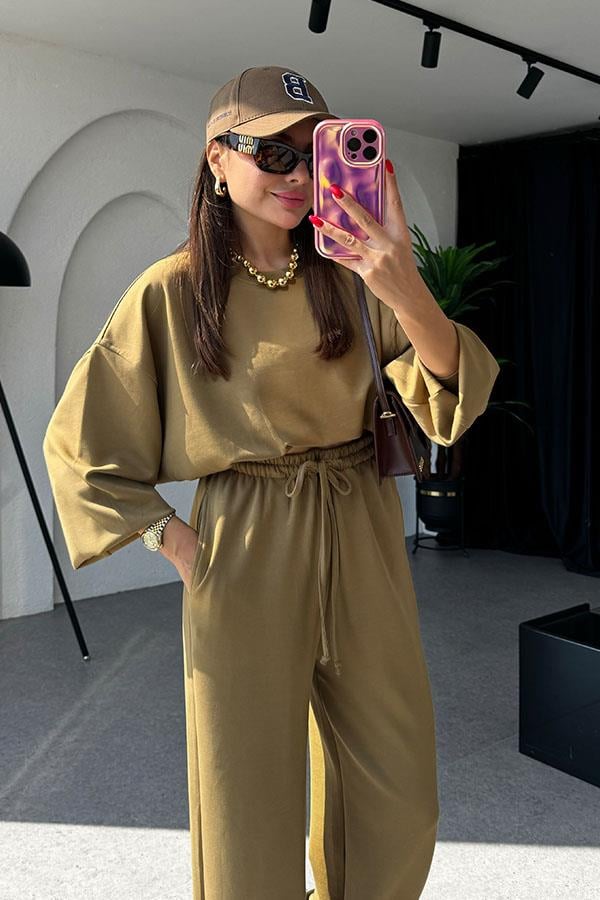 Linda Modal Kumaş İkili Yağ Yeşil Takım