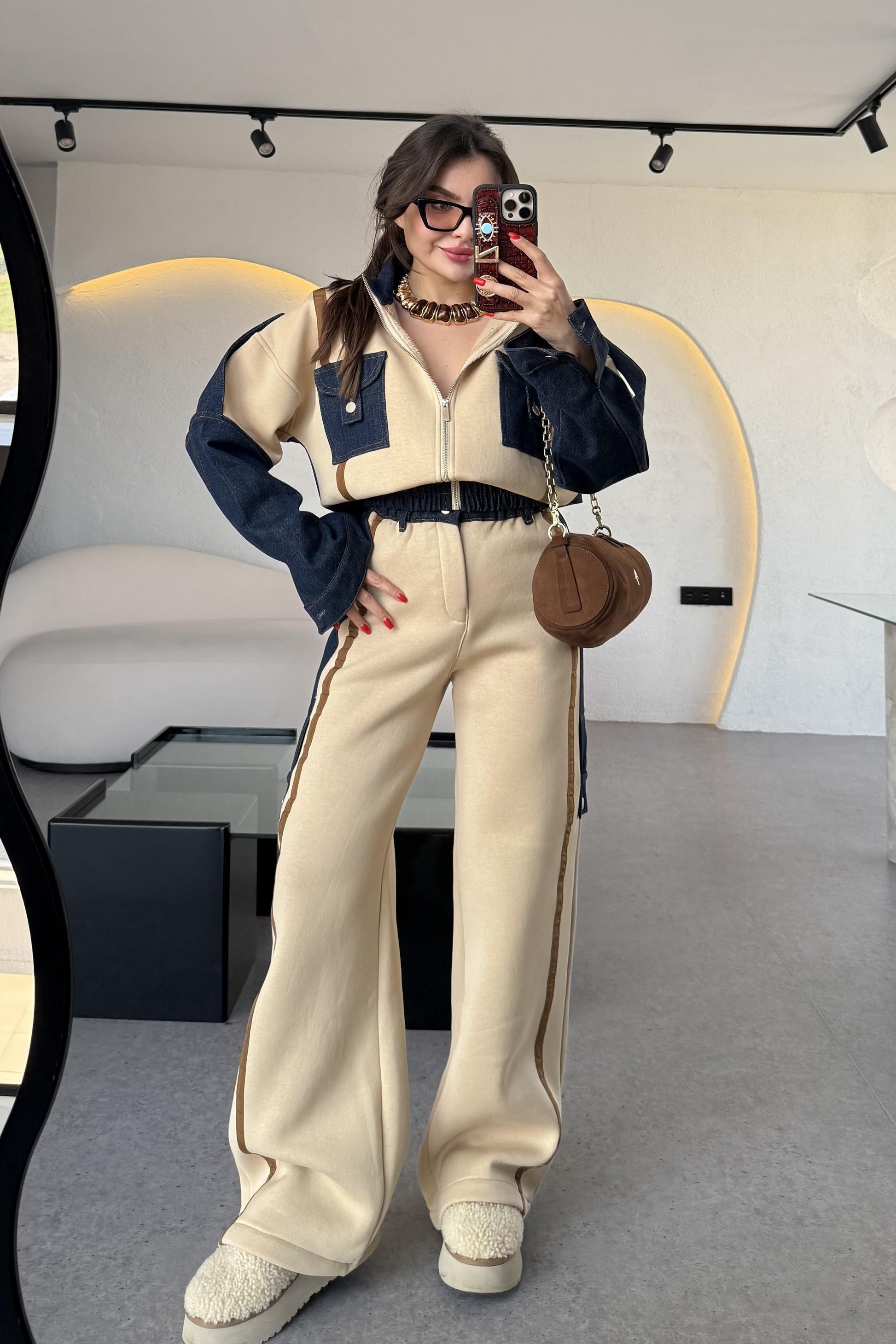 Linea Krem Kot Karışımlı Tasarım Takım