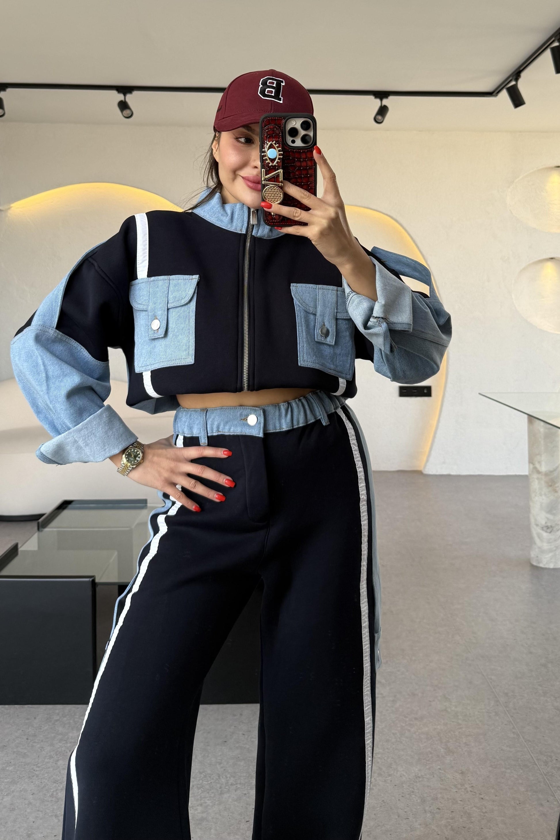 Linea Lacivert Kot Karışımlı Tasarım Takım