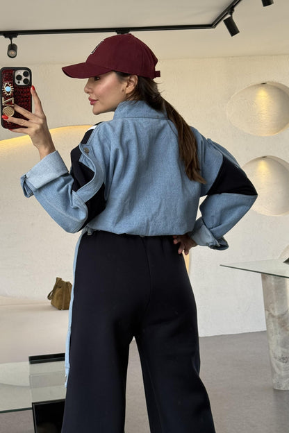 Linea Lacivert Kot Karışımlı Tasarım Takım