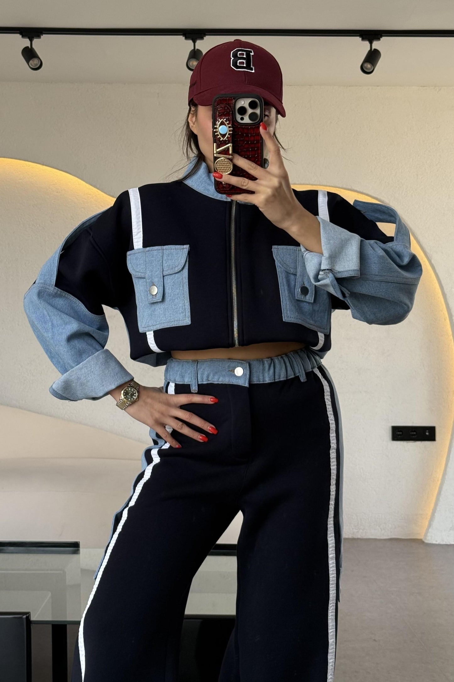 Linea Lacivert Kot Karışımlı Tasarım Takım