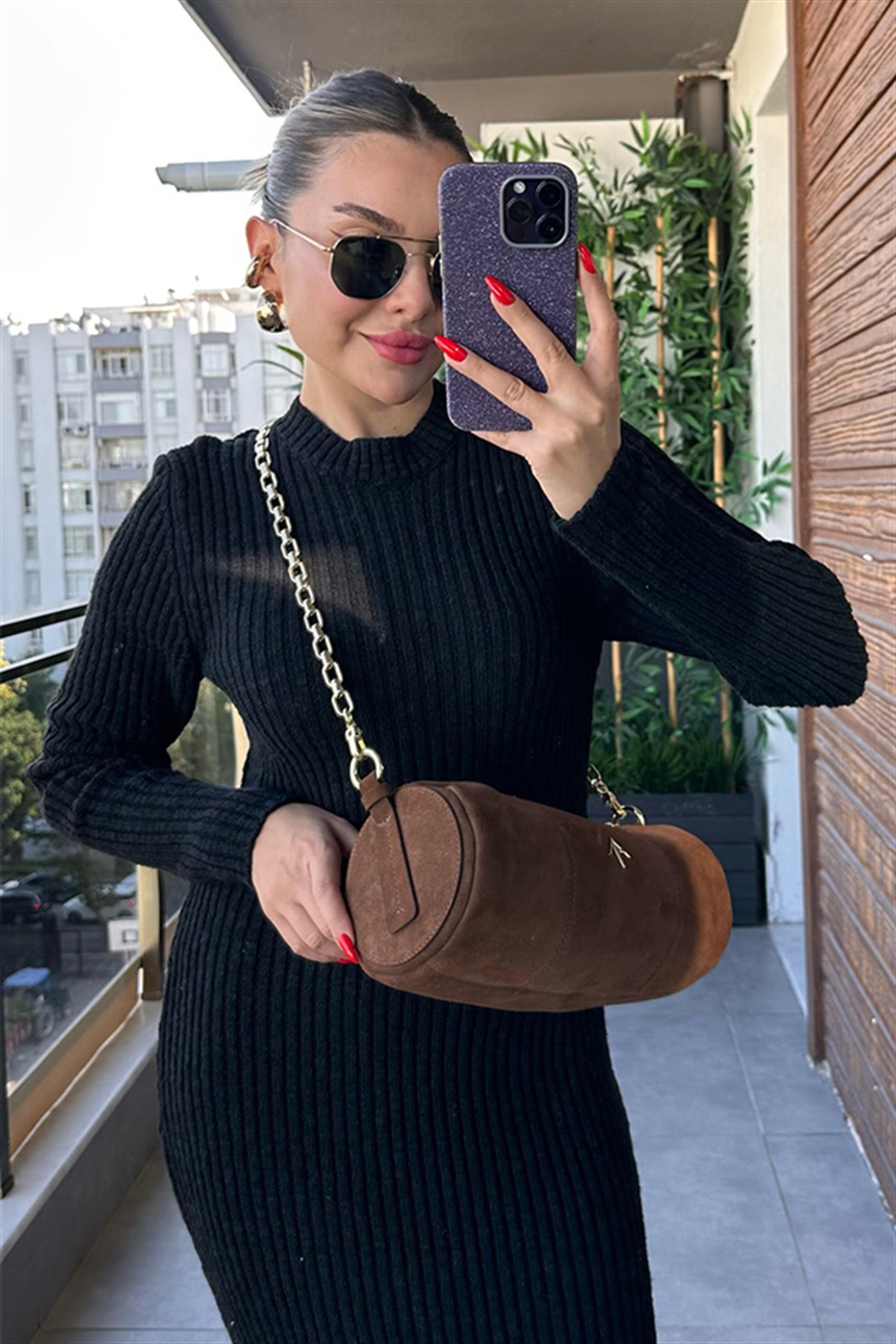 Linosa Triko Kışlık Elbise - Siyah