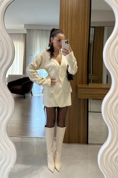 Linzy Krem Belden Oturtmalı Takım