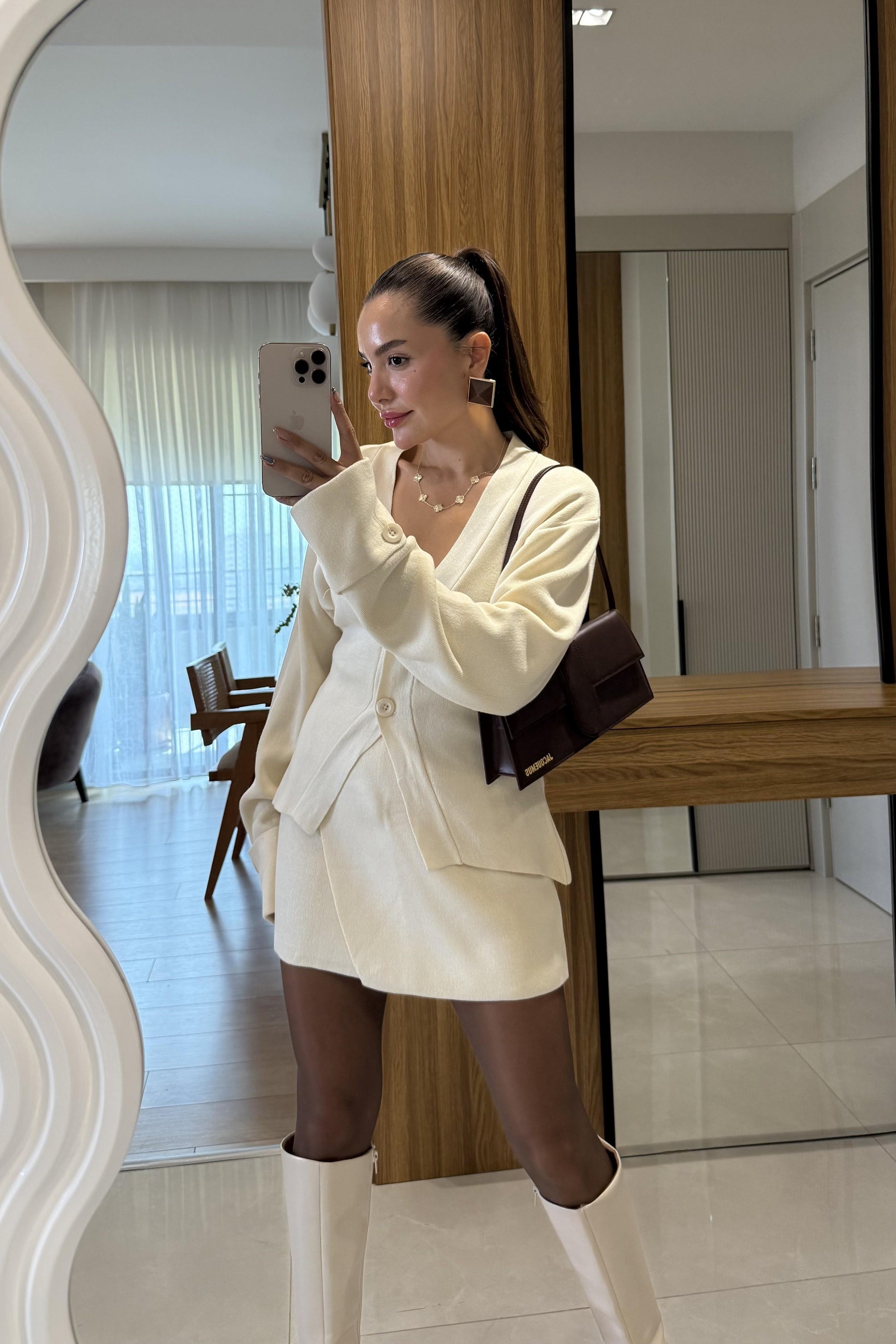 Linzy Krem Belden Oturtmalı Takım