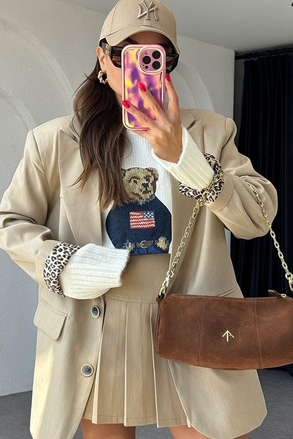 Lion İç Astarlı Bej Blazer Ceket