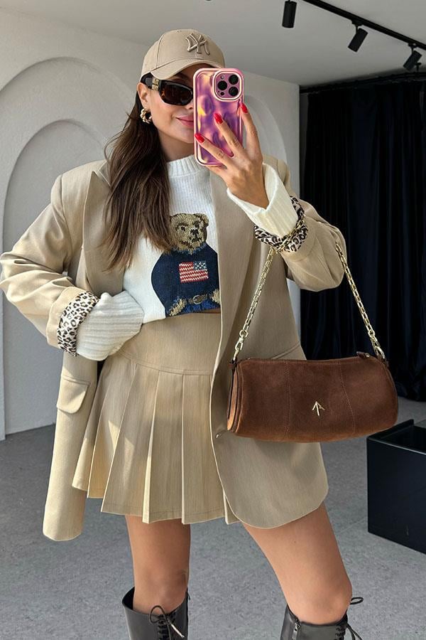 Lion İç Astarlı Bej Blazer Ceket