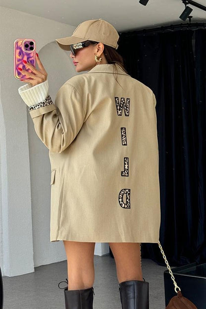 Lion İç Astarlı Bej Blazer Ceket