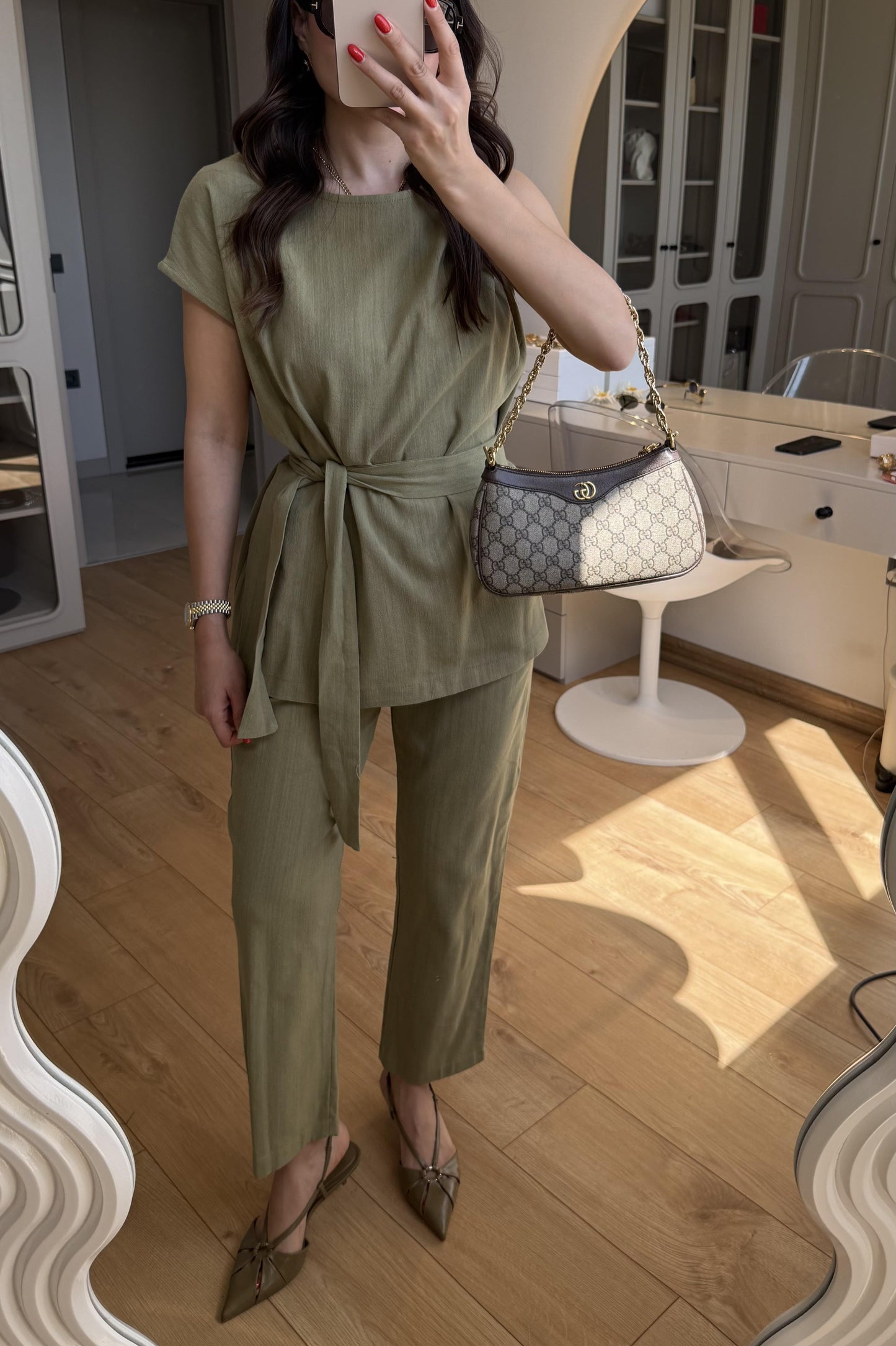 Lipa Çağla Omuz Detay Kuşaklı Takım