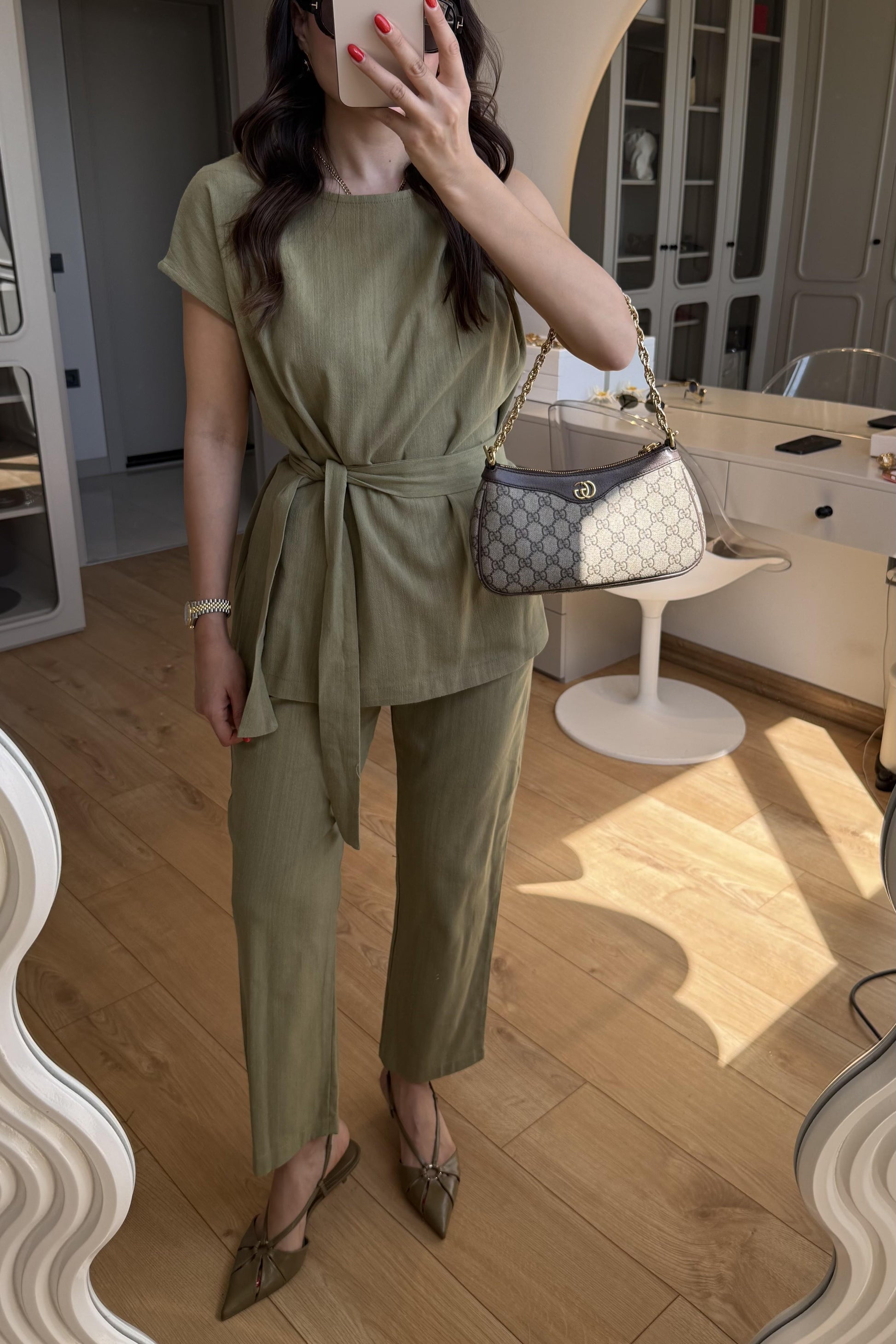 Lipa Çağla Omuz Detay Kuşaklı Takım