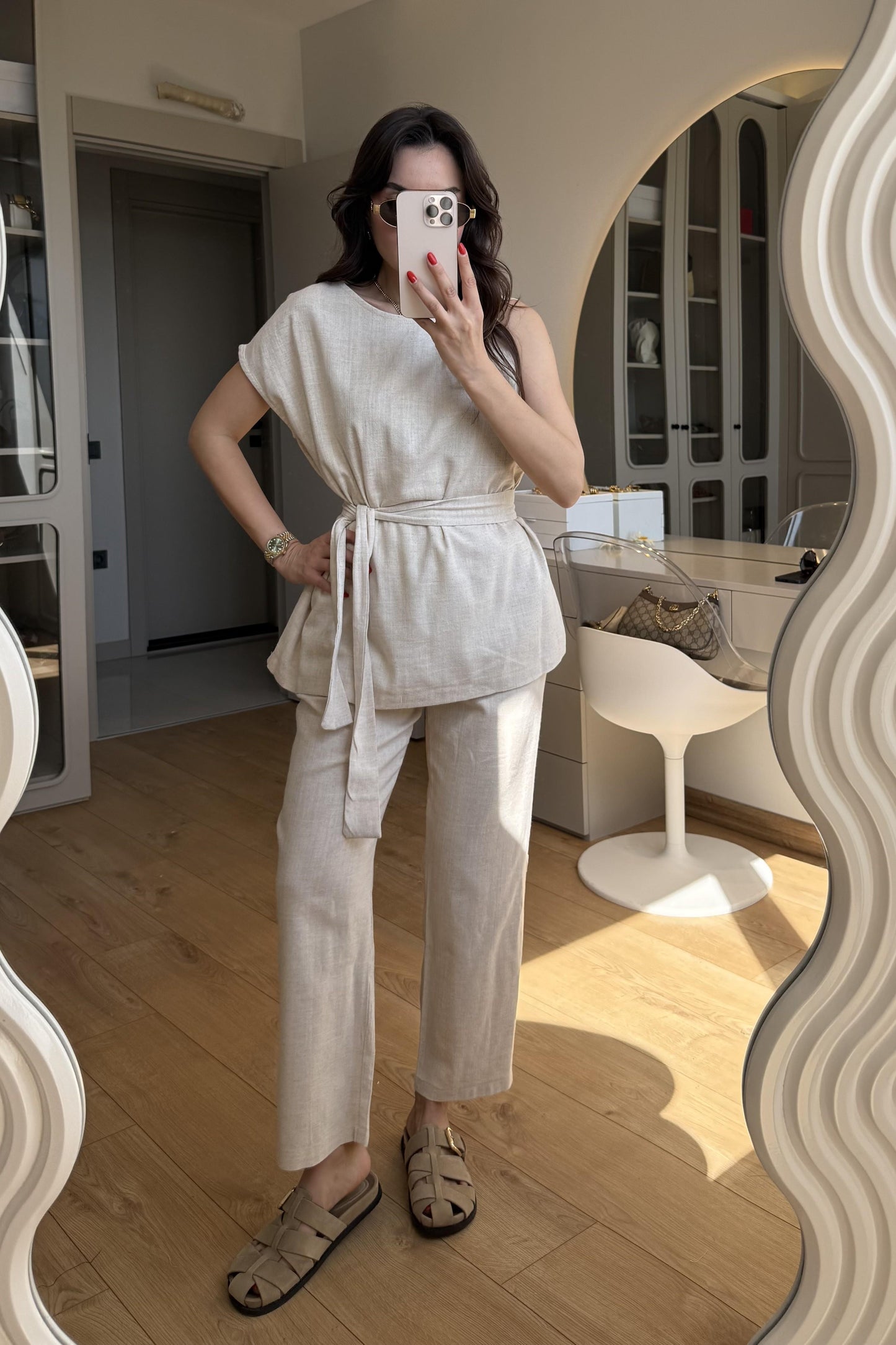 Lipa Naturel Omuz Detay Kuşaklı Takım