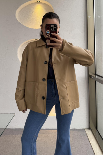 Lisandro Camel Deri Ceket