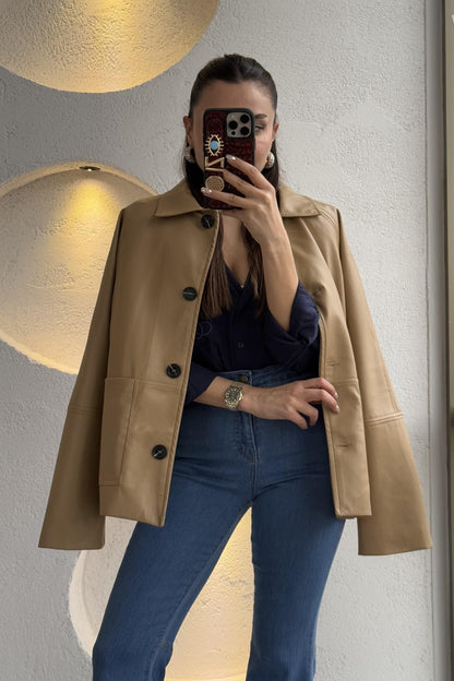 Lisandro Camel Deri Ceket