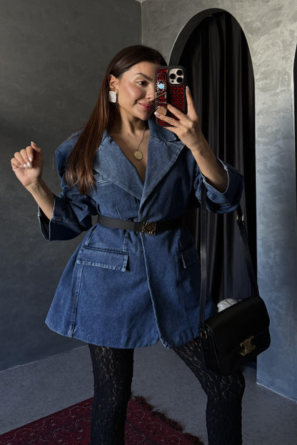 Lısbonne Vatkalı Oversize Denim Ceket
