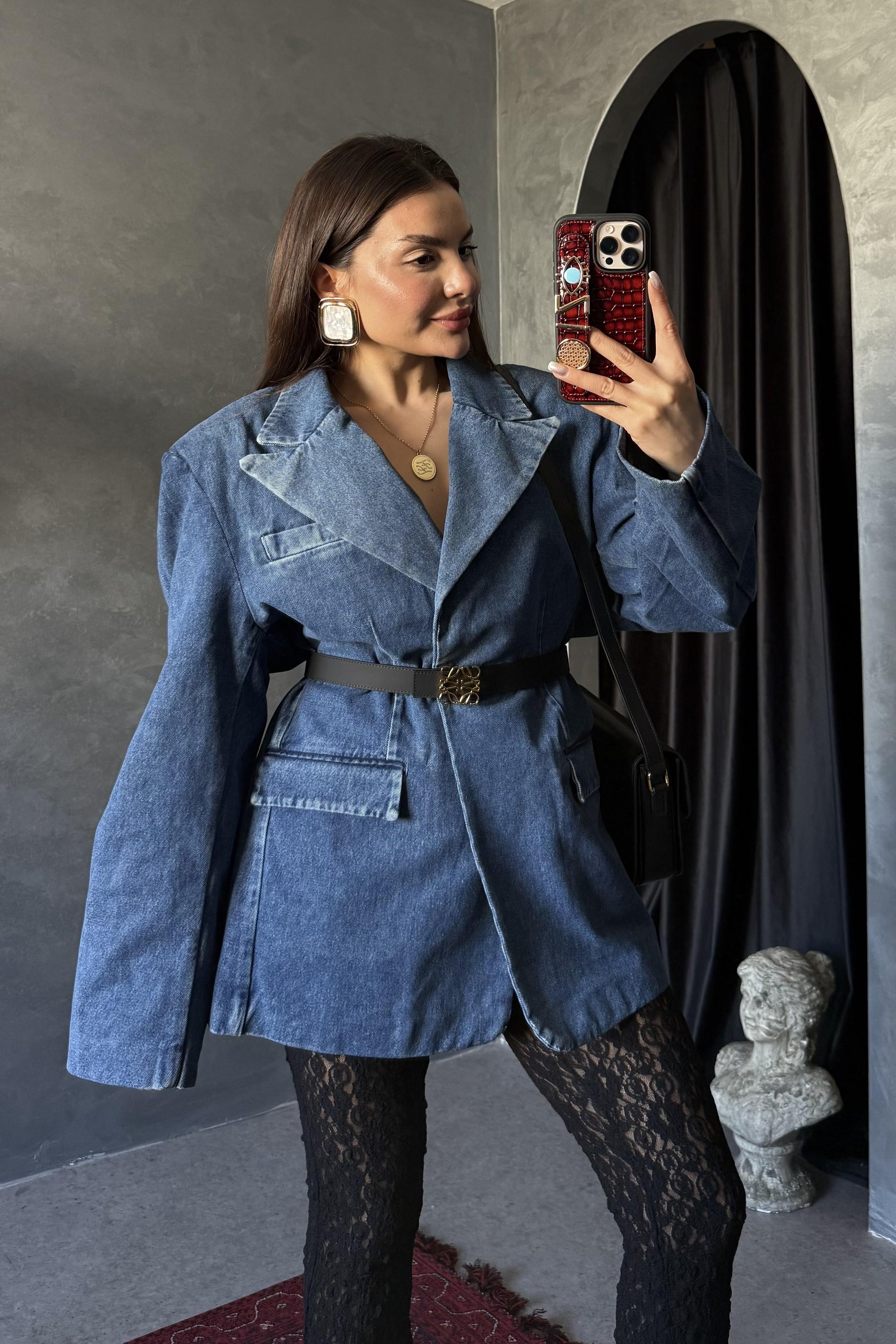 Lısbonne Vatkalı Oversize Denim Ceket