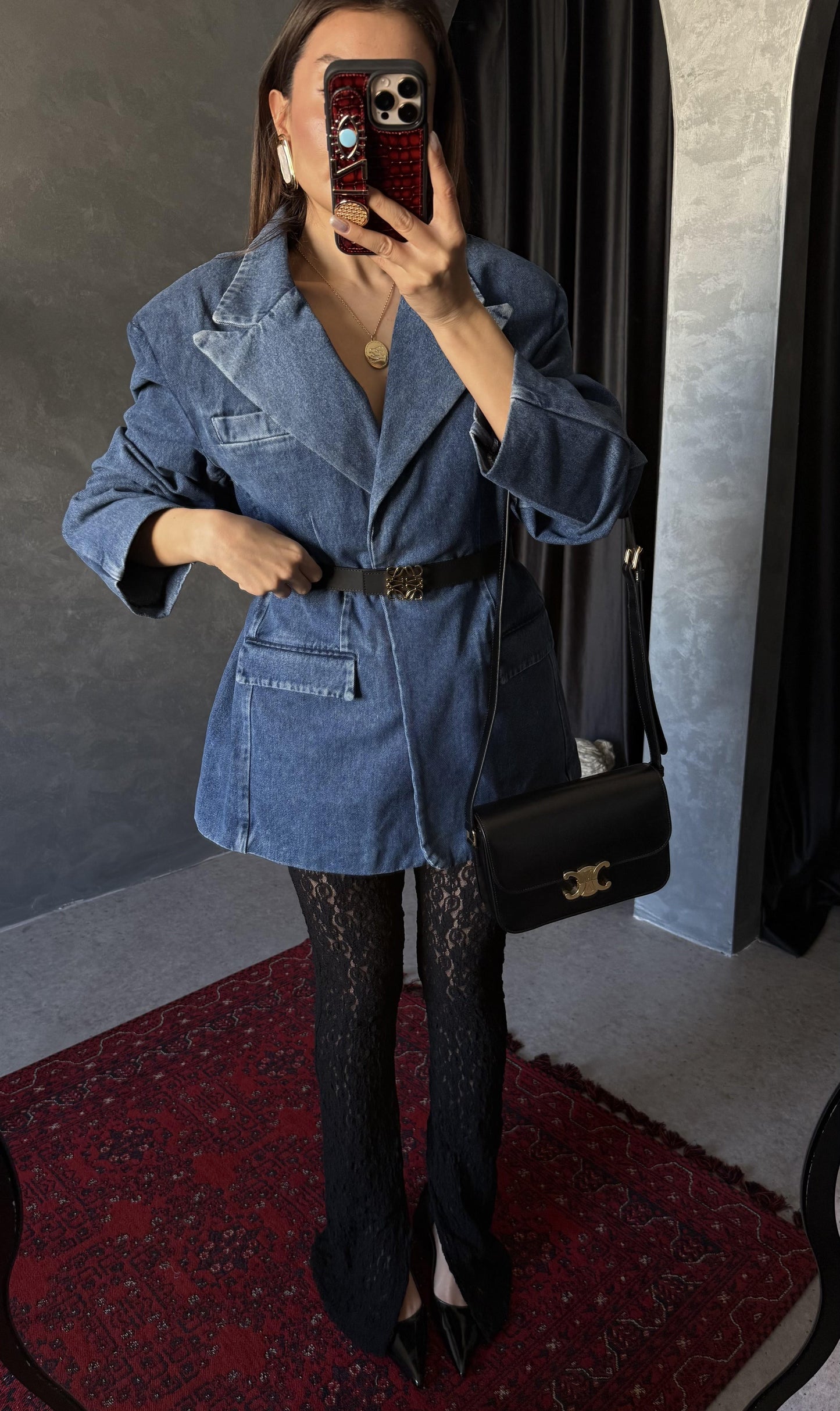 Lısbonne Vatkalı Oversize Denim Ceket