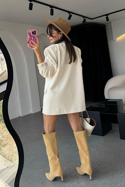 Logic Krem Süet Blazer Ceket