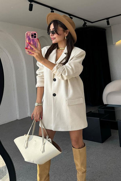 Logic Krem Süet Blazer Ceket