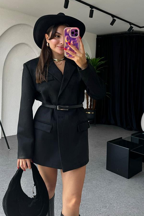 Logic Siyah Süet Blazer Ceket