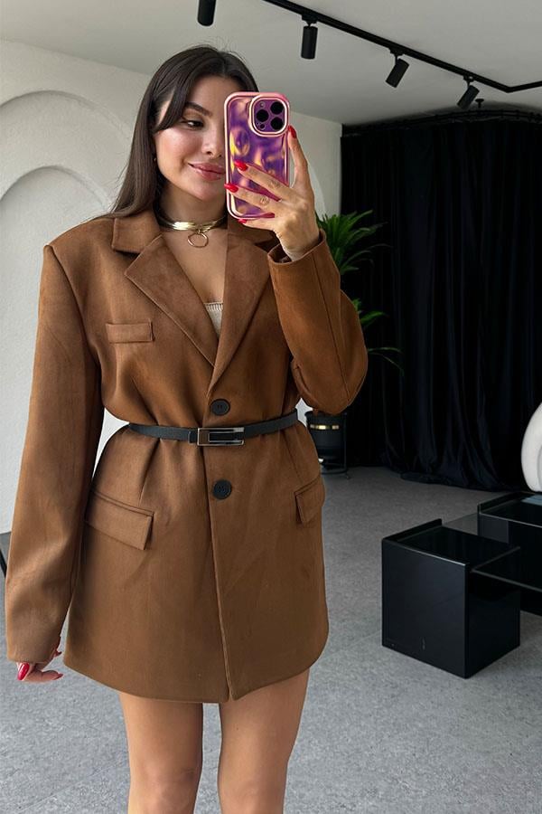 Logic Taba Süet Blazer Ceket