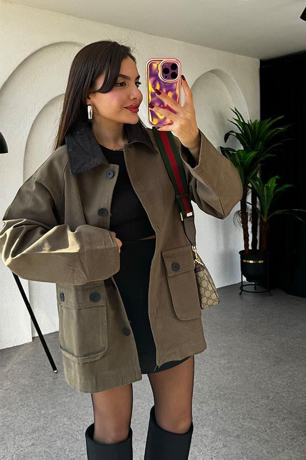 Lonewa Haki Gabardin Ceket