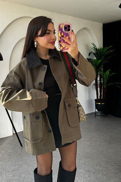 Lonewa Haki Gabardin Ceket