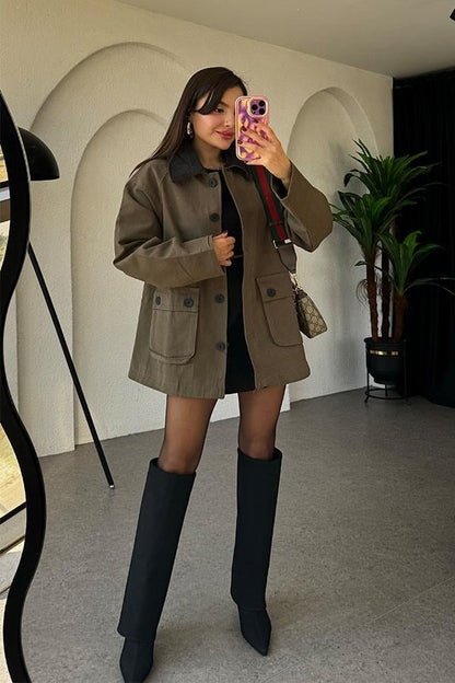 Lonewa Haki Gabardin Ceket