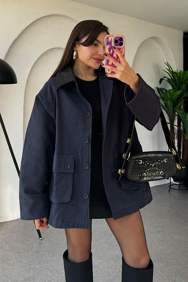 Lonewa Lacivert Gabardin Ceket