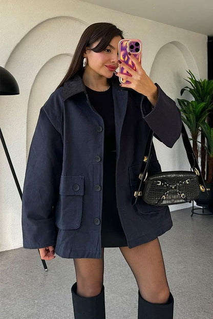 Lonewa Lacivert Gabardin Ceket