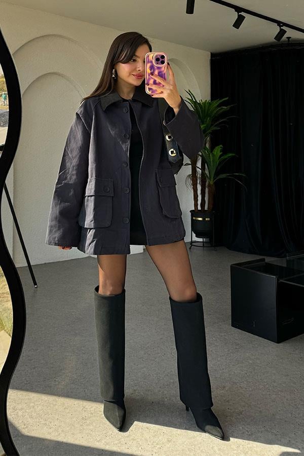 Lonewa Lacivert Gabardin Ceket