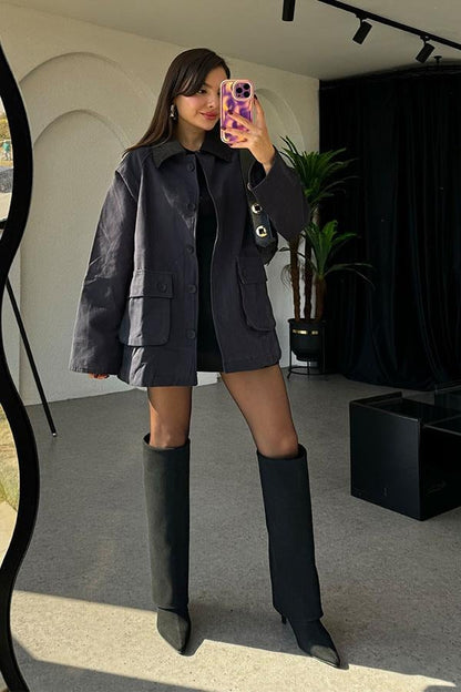 Lonewa Lacivert Gabardin Ceket