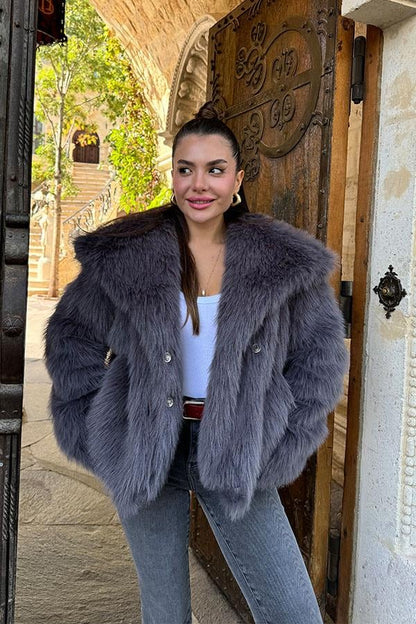 Lopez Yakalı Premium Antrasit Kürk