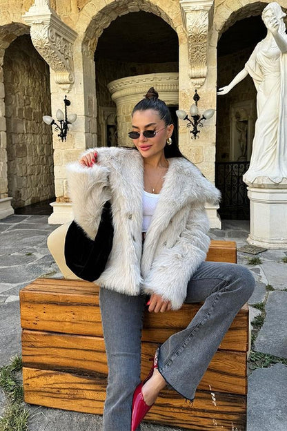 Lopez Yakalı Premium Krem Kürk