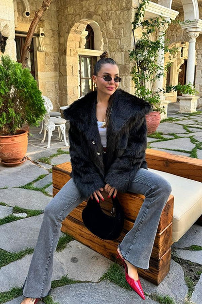 Lopez Yakalı Premium Siyah Kürk