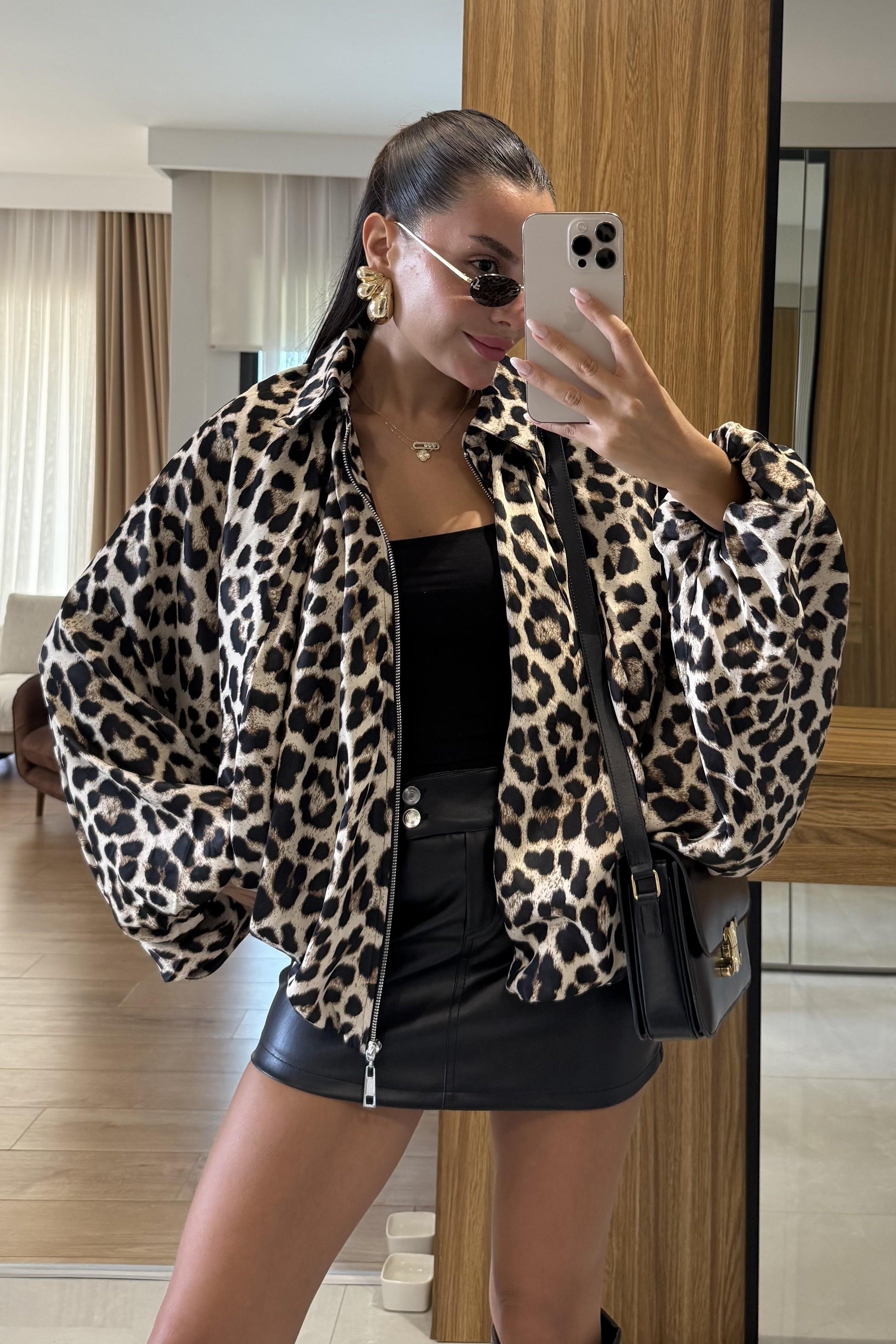 Loris Saten Yarasa Kol Bomber Ceket