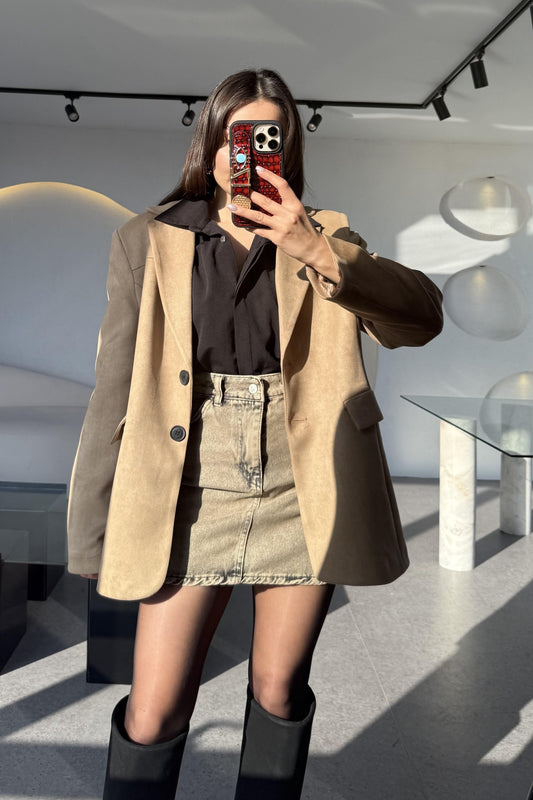 Losanda Taba Süet Blazer Ceket