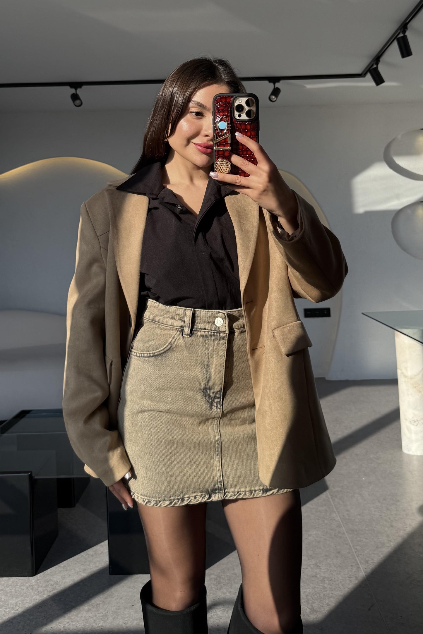 Losanda Taba Süet Blazer Ceket