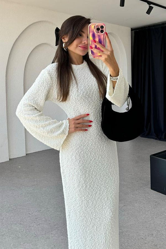 Luanna Dokulu Beyaz Elbise