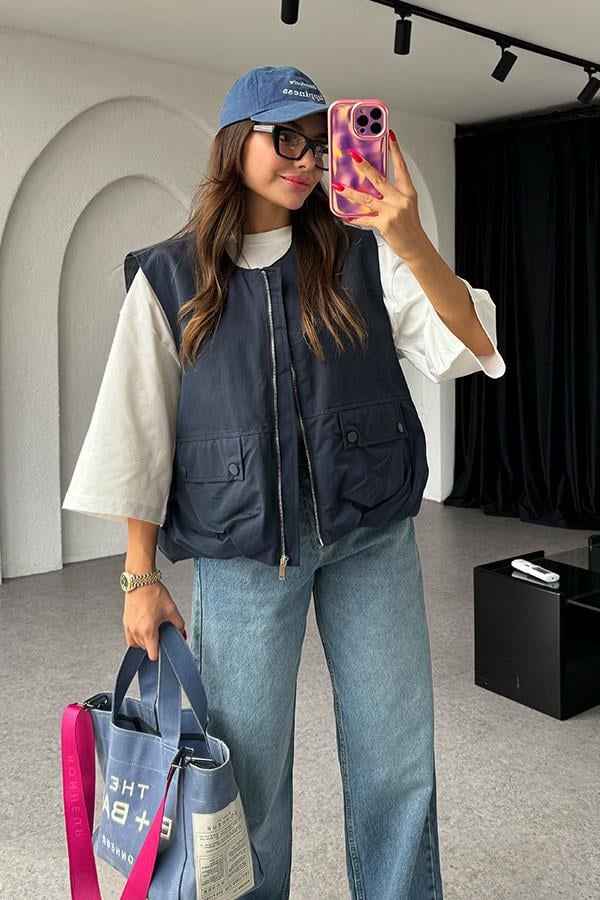 Lugo Fermuarlı Bomber Lacivert Yelek