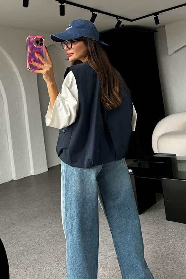 Lugo Fermuarlı Bomber Lacivert Yelek