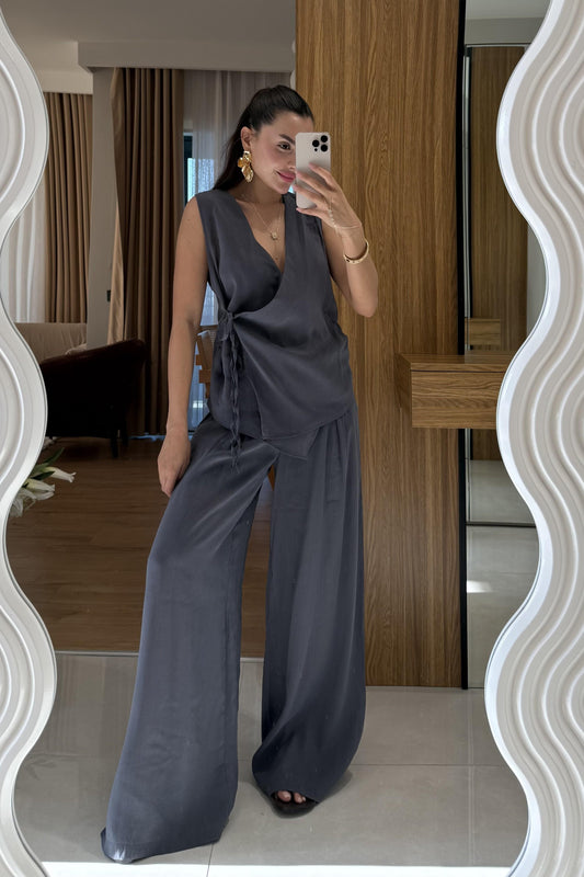 Lunea Gri Bağlamalı Tensel Takım