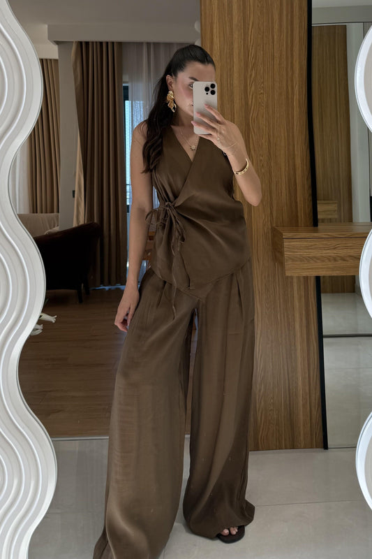 Lunea Kahve Bağlamalı Tensel Takım