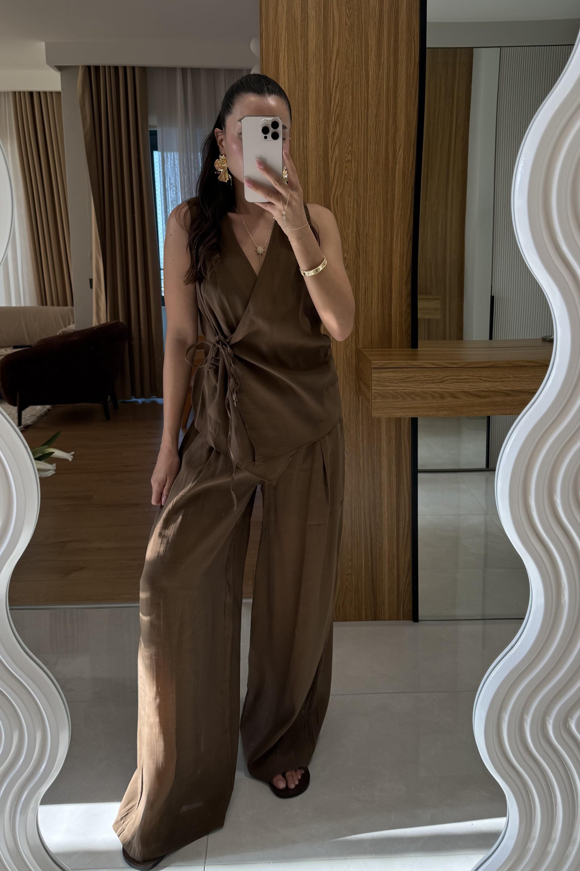 Lunea Kahve Bağlamalı Tensel Takım